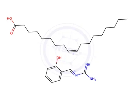 Chemical structure of oleic acid, compound with (o-hydroxybenzylidene)guanidine (1:1)