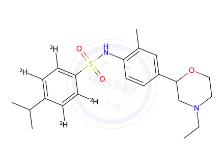 Chemical structure of N-[4-(4-Ethyl-2-morpholinyl)-2-methylphenyl]-4-(1-methylethyl)benzenesulfonamide-d4