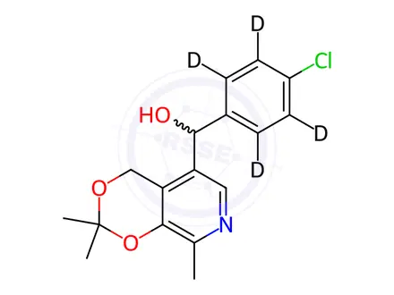 Chemical structure of (+/-)-4-Chlorophenyl-5-[(3,4-isopropylidine)-2-methylpyridine]methanol-d4