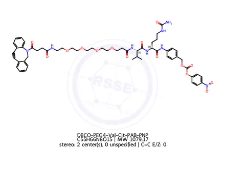 Chemical structure of DBCO-PEG-4-Val-Cit-PAB-PNP