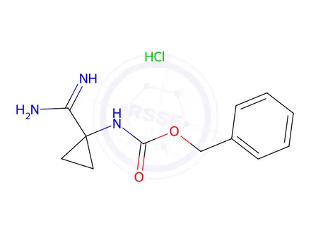 Chemical structure of benzyl N-(1-carbamimidoylcyclopropyl)carbamate;hydrochloride