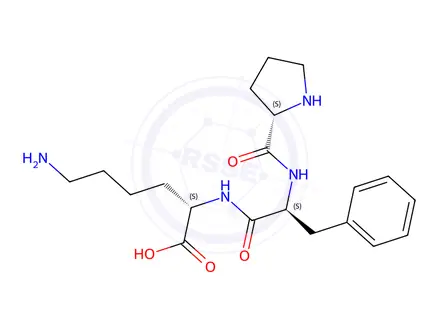 Chemical structure of H-Pro-Phe-Lys-OH acetate salt