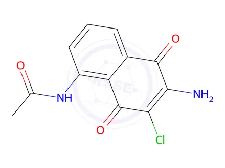 Chemical structure of Acetamide, N-(6-amino-7-chloro-5,8-dihydro-5,8-dioxo-1-naphthalenyl)-