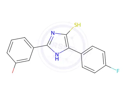 Chemical structure of 4-(4-fluorophenyl)-2-(3-methoxyphenyl)-1H-imidazole-5-thiol