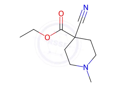 Chemical structure of Ethyl 4-cyano-1-methylpiperidine-4-carboxylate