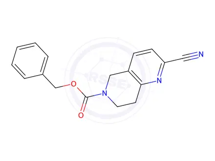 Chemical structure of Benzyl 2-cyano-7,8-dihydro-1,6-naphthyridine-6(5H)-carboxylate