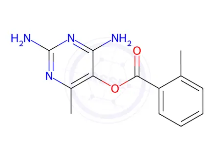 Chemical structure of 2,4-Diamino-6-methylpyrimidin-5-yl 2-methylbenzoate