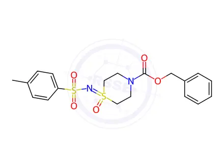 Chemical structure of Benzyl 1-(tosylimino)-1lambda6-thiomorpholine-4-carboxylate 1-oxide