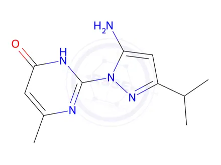 Chemical structure of 2-(5-Amino-3-isopropyl-1H-pyrazol-1-yl)-6-methylpyrimidin-4(3H)-one