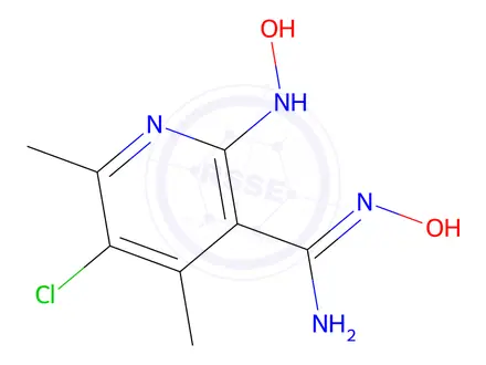 Chemical structure of 5-chloro-N'-hydroxy-2-(hydroxyamino)-4,6-dimethylnicotinimidamide