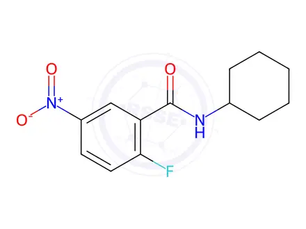 Chemical structure of Benzamide, N-cyclohexyl-2-fluoro-5-nitro-