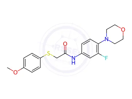 Chemical structure of N-[3-Fluoro-4-(morpholin-4-yl)phenyl]-2-[(4-methoxyphenyl)sulfanyl]acetamide