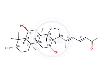Chemical structure of (3E,5E)-6-((3S,6S,8R,9R,10R,12R,13R,14R,17S)-3,6,12-Trihydroxy-4,4,8,10,14-pentamethylhexadecahydro-1H-cyclopenta[a]phenanthren-17-yl)hepta-3,5-dien-2-one