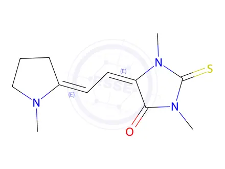 Chemical structure of 1,3-Dimethyl-5-[2-(1-methyl-2-pyrrolidinylidene)ethylidene]-2-thiohydantoin