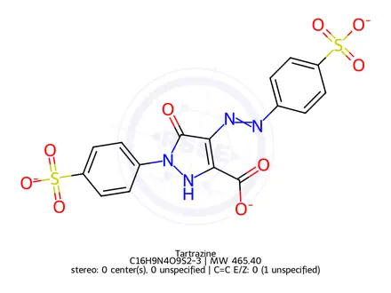 Chemical structure of Tartrazine