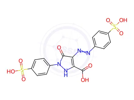 Chemical structure of 4,5-dihydro-5-oxo-1-(4-sulphophenyl)-4-[(4-sulphophenyl)azo]-1H-pyrazole-3-carboxylic acid