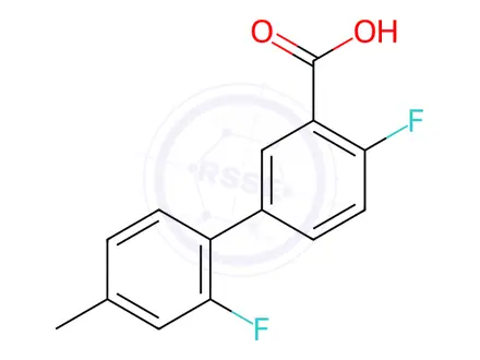 Chemical structure of 2-Fluoro-5-(2-fluoro-4-methylphenyl)benzoic acid