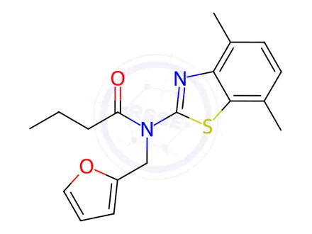 Chemical structure of N-(4,7-Dimethylbenzo[d]thiazol-2-yl)-N-(furan-2-ylmethyl)butyramide