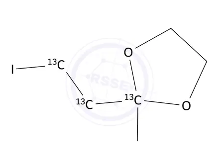 Chemical structure of 2-(2-iodoethyl-¹³C₂)-2-methyl-¹³C-dioxolane-2- ¹³C