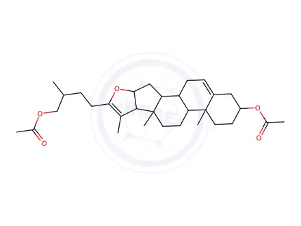 Chemical structure of (4S,6aR,6bS,8aS,8bS,11aS,12aS,12bS)-10-(4-Acetoxy-3-methylbutyl)-6a,8a,9-trimethyl-3,4,5,6,6a,6b,7,8,8a,8b,11a,12,12a,12b-tetradecahydro-1H-naphtho[2',1':4,5]indeno[2,1-b]furan-4-yl acetate