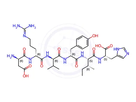 Chemical structure of Angiotensin II (1-6)