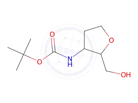 Chemical structure of Tert-butyl (2-(hydroxymethyl)tetrahydrofuran-3-yl)carbamate