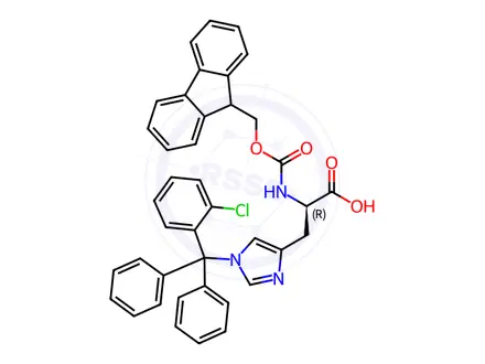Chemical structure of Fmoc-D-His(Clt)-OH