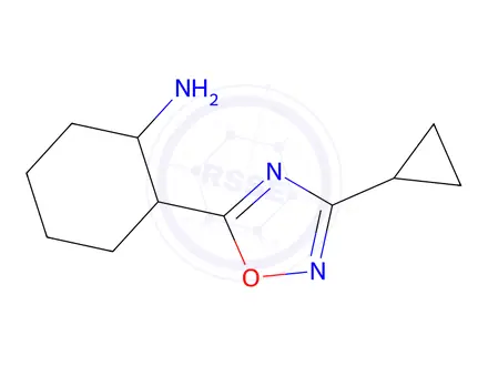 Chemical structure of 2-(3-Cyclopropyl-1,2,4-oxadiazol-5-yl)cyclohexan-1-amine
