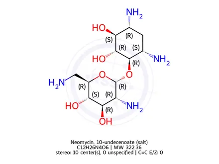 Chemical structure of Neomycin, 10-undecenoate (salt)