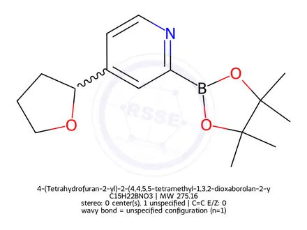 Chemical structure of 4-(Tetrahydrofuran-2-yl)-2-(4,4,5,5-tetramethyl-1,3,2-dioxaborolan-2-yl)pyridine