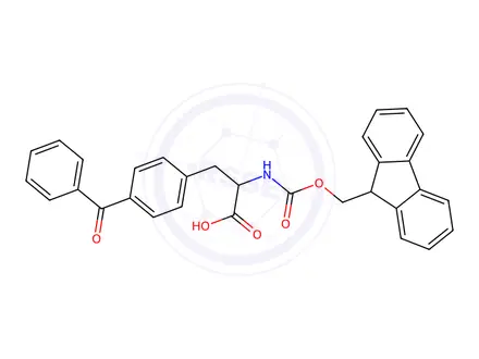 Chemical structure of 2-((((9H-Fluoren-9-yl)methoxy)carbonyl)amino)-3-(4-benzoylphenyl)propanoic acid