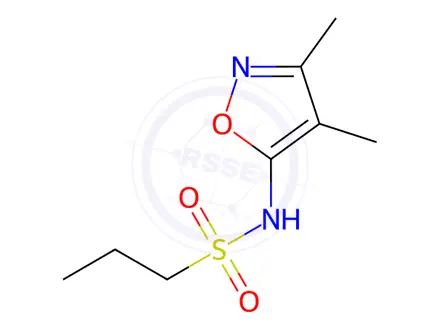 Chemical structure of N-(3,4-dimethyl-1,2-oxazol-5-yl)propane-1-sulfona mide