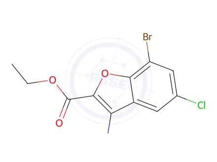 Chemical structure of Ethyl 3-amino-7-bromo-5-chloro-1-benzofuran-2-carboxylate