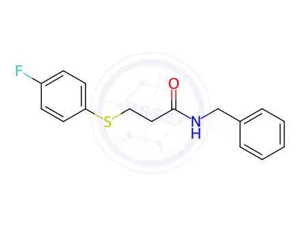 Chemical structure of N-benzyl-3-(4-fluorophenyl)sulfanylpropanamide