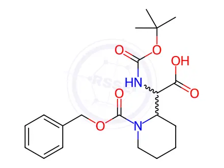 Chemical structure of 2-(1-((Benzyloxy)carbonyl)piperidin-2-yl)-2-((tert-butoxycarbonyl)amino)acetic acid