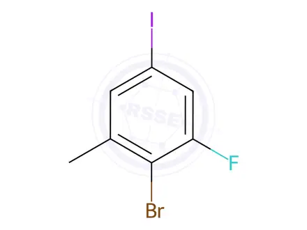 Chemical structure of Benzene, 2-bromo-1-fluoro-5-iodo-3-methyl-
