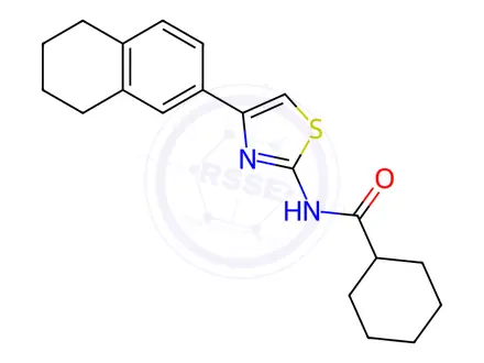 Chemical structure of N-(4-(5,6,7,8-Tetrahydronaphthalen-2-yl)thiazol-2-yl)cyclohexanecarboxamide