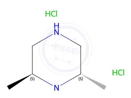 Chemical structure of (2S,6S)-1,2,6-trimethylpiperazine dihydrochloride