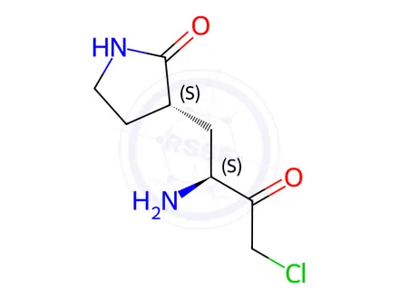 Chemical structure of (3S)-3-[(2S)-2-amino-4-chloro-3-oxo-butyl]pyrrolidin-2-one