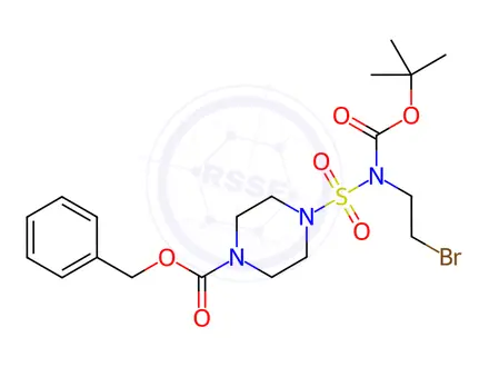 Chemical structure of Benzyl 4-(N-(2-bromoethyl)-N-(tert-butoxycarbonyl)sulfamoyl)piperazine-1-carboxylate