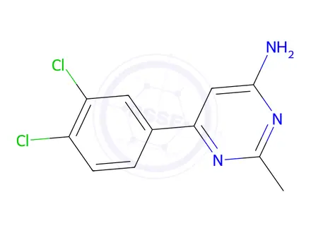 Chemical structure of 6-(3,4-dichlorophenyl)-2-methylpyrimidin-4-amine