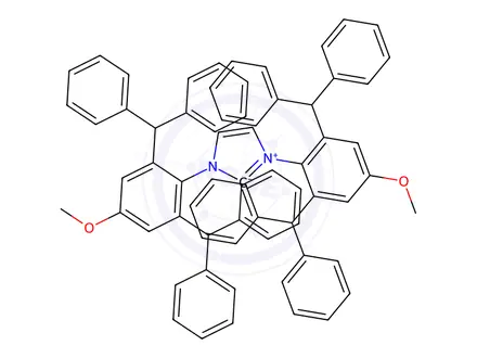 Chemical structure of N,N'-Bis(2,6-bis(diphenylMethyl)-4-Methoxyphenyl)iMidazol-2-ylidene, Min. 98% IPr*OMe