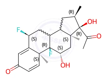 Chemical structure of 6α,9-Difluoro-11β,17-dihydroxy-16α-methyl-pregna-1.4-diene-3.20-Dione