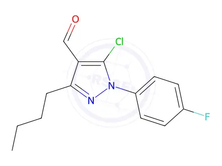 Chemical structure of 3-Butyl-5-chloro-1-(4-fluorophenyl)-1H-pyrazole-4-carbaldehyde