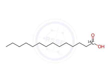 Chemical structure of MYRISTIC ACID, [1-14C]