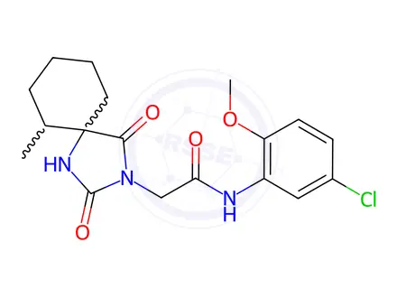 Chemical structure of N-(5-Chloro-2-methoxyphenyl)-2-(6-methyl-2,4-dioxo-1,3-diazaspiro[4.5]decan-3-yl)acetamide