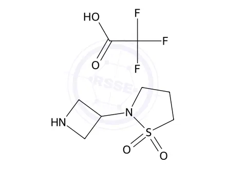 Chemical structure of 2-(Azetidin-3-yl)isothiazolidine 1,1-dioxide 2,2,2-trifluoroacetate