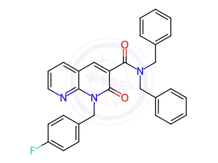 Chemical structure of N,N-Dibenzyl-1-(4-fluorobenzyl)-2-oxo-1,2-dihydro-1,8-naphthyridine-3-carboxamide