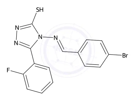 Chemical structure of 4-((4-Bromobenzylidene)amino)-3-(2-fluorophenyl)-1H-1,2,4-triazole-5(4H)-thione
