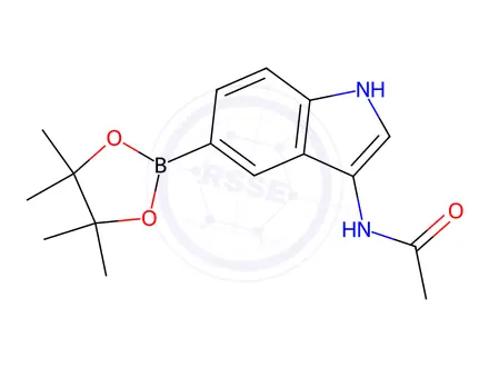 Chemical structure of N-[5-(4,4,5,5-tetramethyl-1,3,2-dioxaborolan-2-yl)-1H-indol-3-yl]acetamide